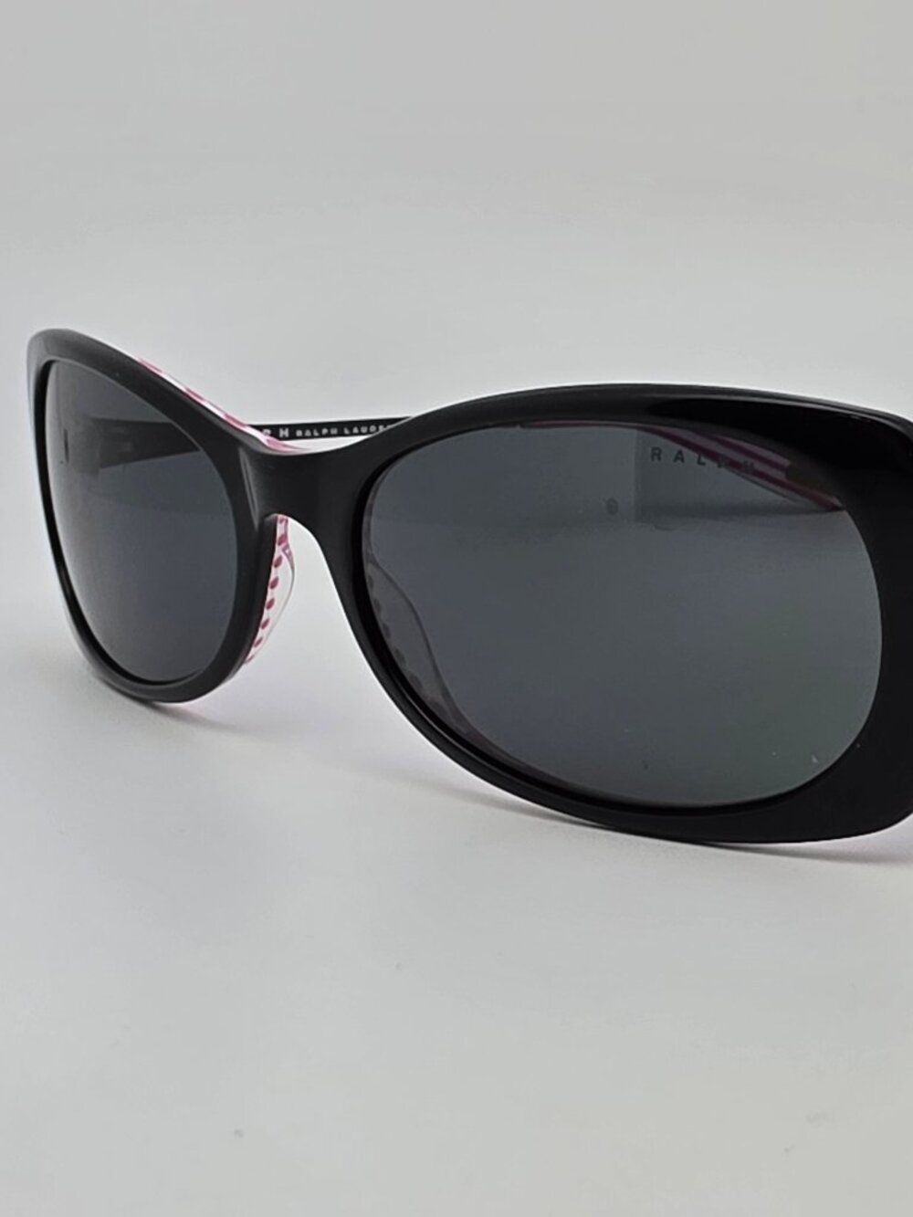 Ralph Lauren RA5158 1092/87 Black on Pink Frame Grey Lens Cat Eye Sunglasses